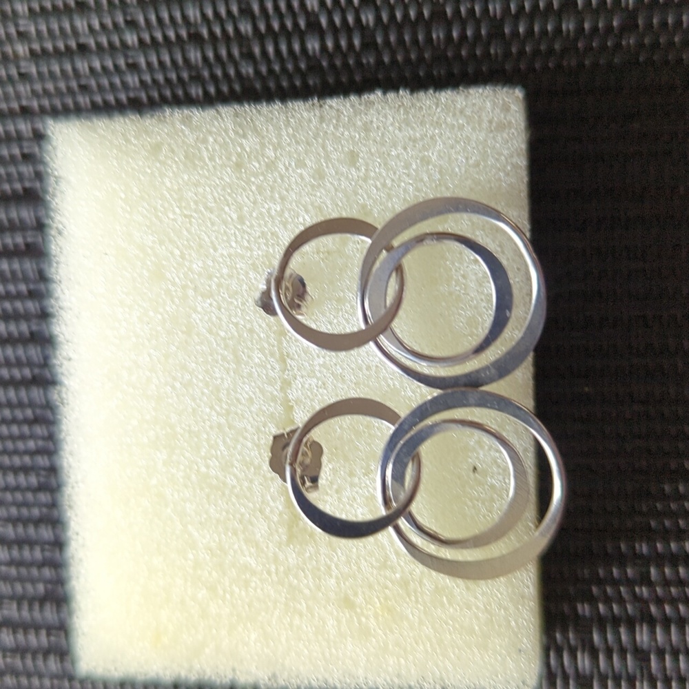 Modern Hand Made Sterling Silver Post Earrings